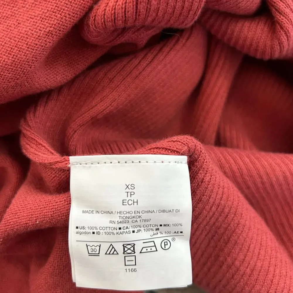 Old Navy Open-Front Rib-Knit Cardigan Womens XS Red/Orange Cozy Lounge Travel